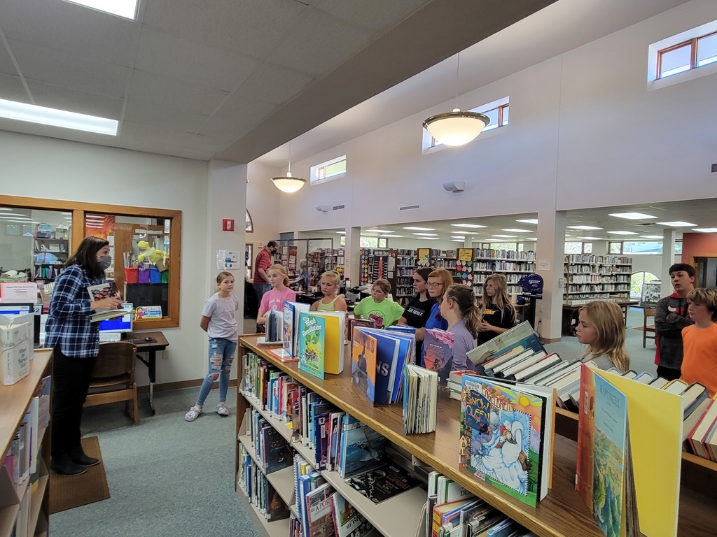 Students touring the library